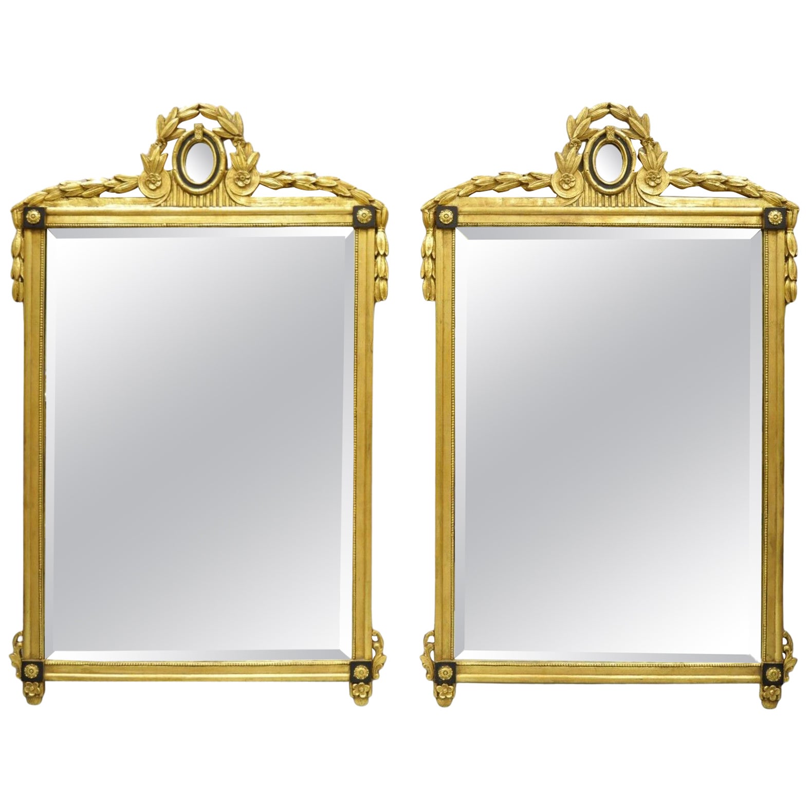 Friedman Brothers French Neoclassical Carved Wood Large Wall Mirrors - a Pair For Sale