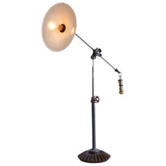 Vintage White Enamel and Steel Table Lamp
