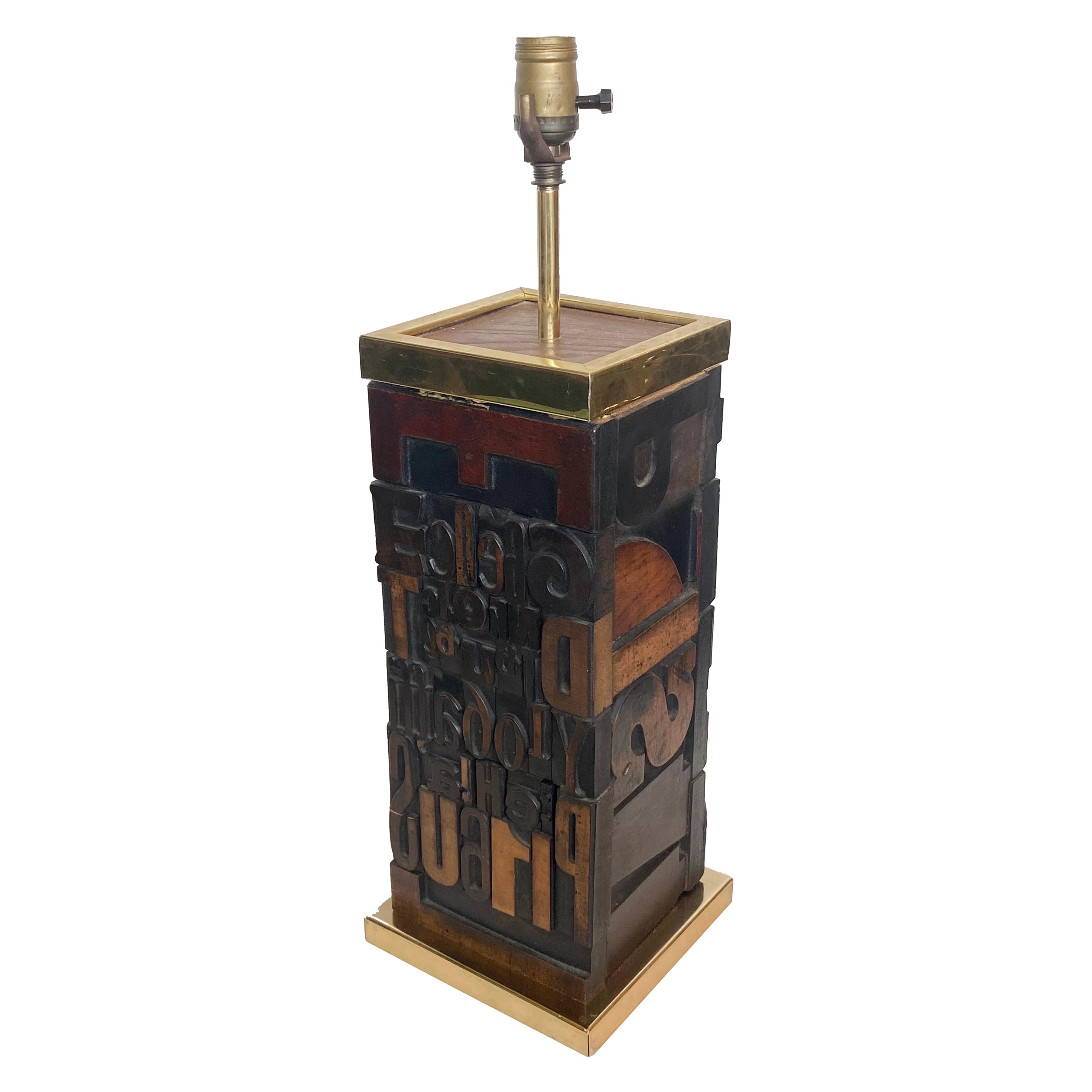 Lampe de table à bloc d'impression en vente