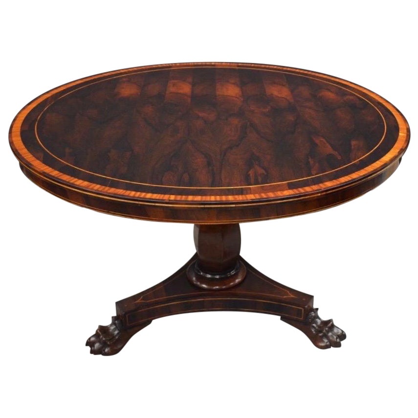 William IV Rosewood  Center / Breakfeast Table w/ Satinwood Inlay, 19th Century