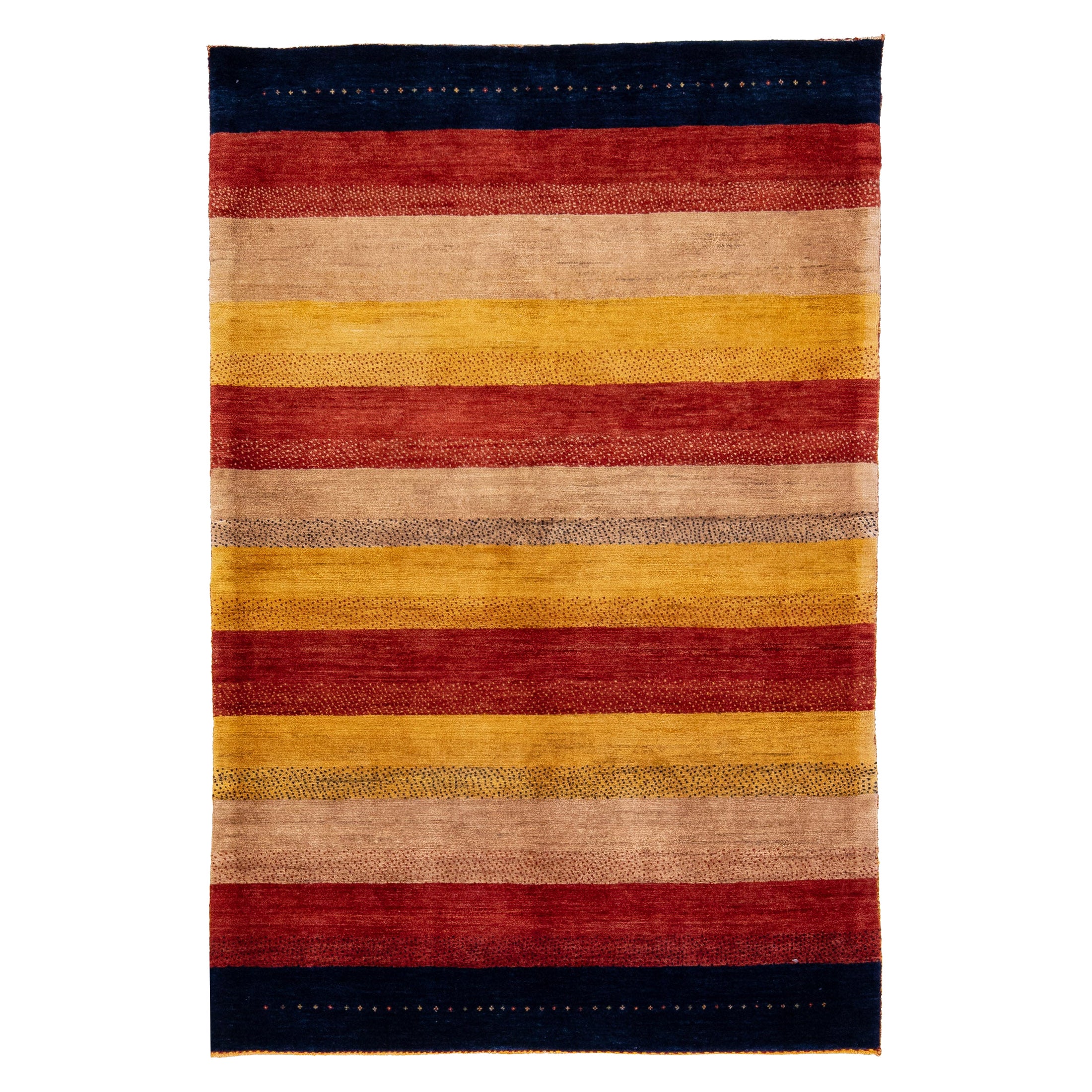 Modern Gabbeh Handmade Persian Wool Rug With Multicolor Stripe Design For Sale