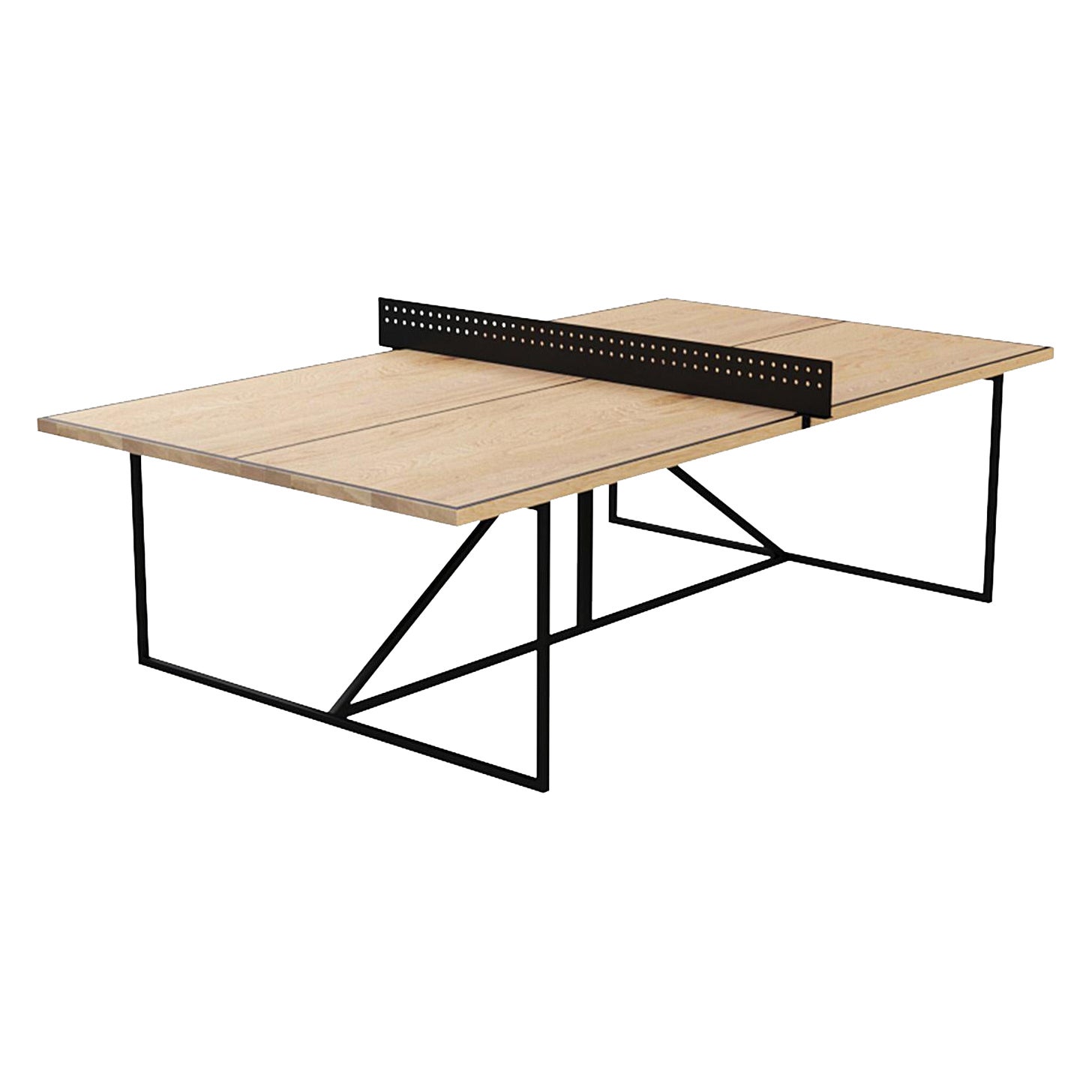 Moderner Ping Pong-Tisch „The Break“ aus Eschenholz mit spielender Oberfläche und Stahlfuß