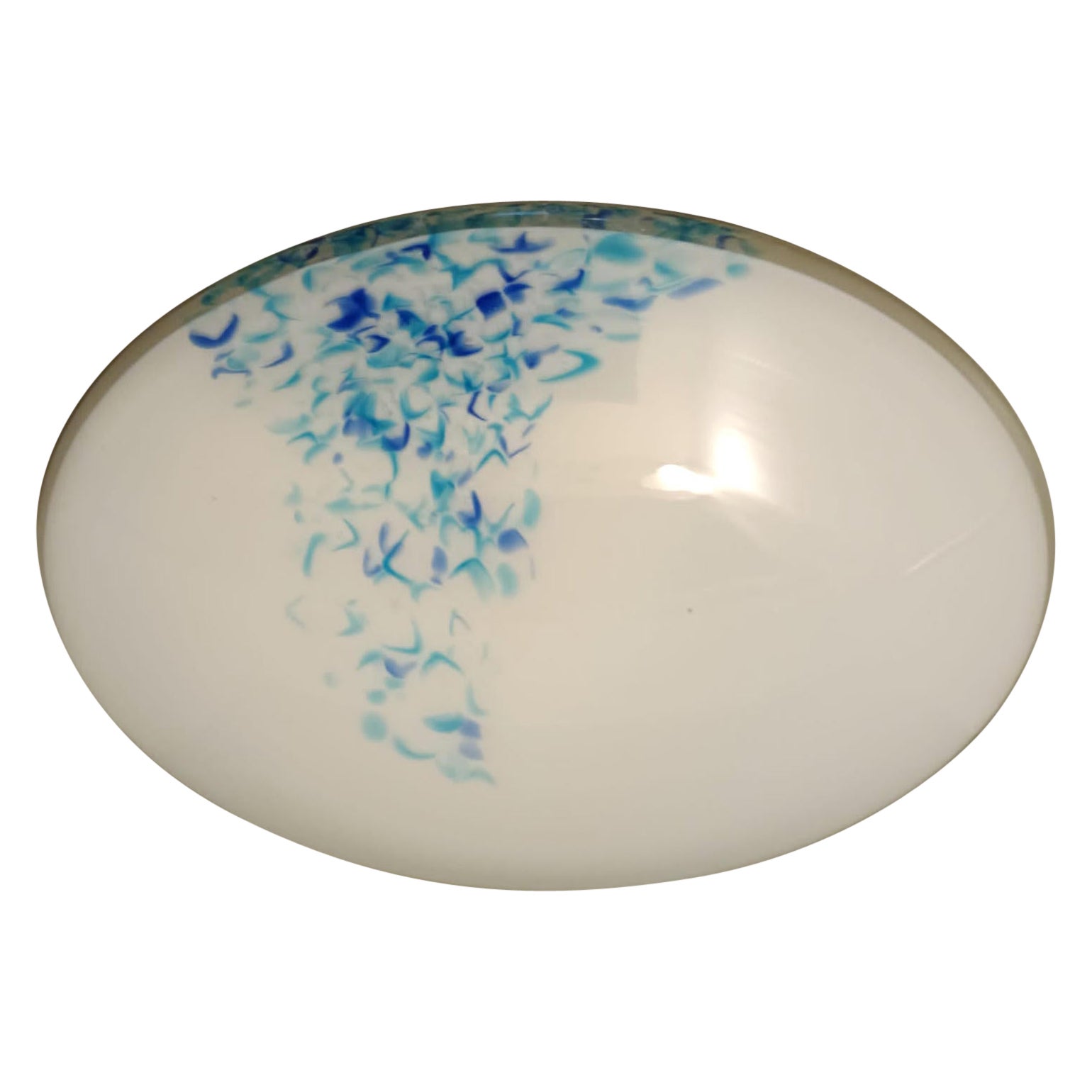 Milky White and Blue Murano Flush Mount / Sconce For Sale
