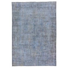 Persischer handgefertigter Overdyed-Teppich aus blauer Wolle mit Medaillon