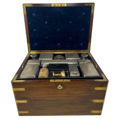 Antica scatola da viaggio inglese Coromandel Fitted Compendium, circa 1850-1860