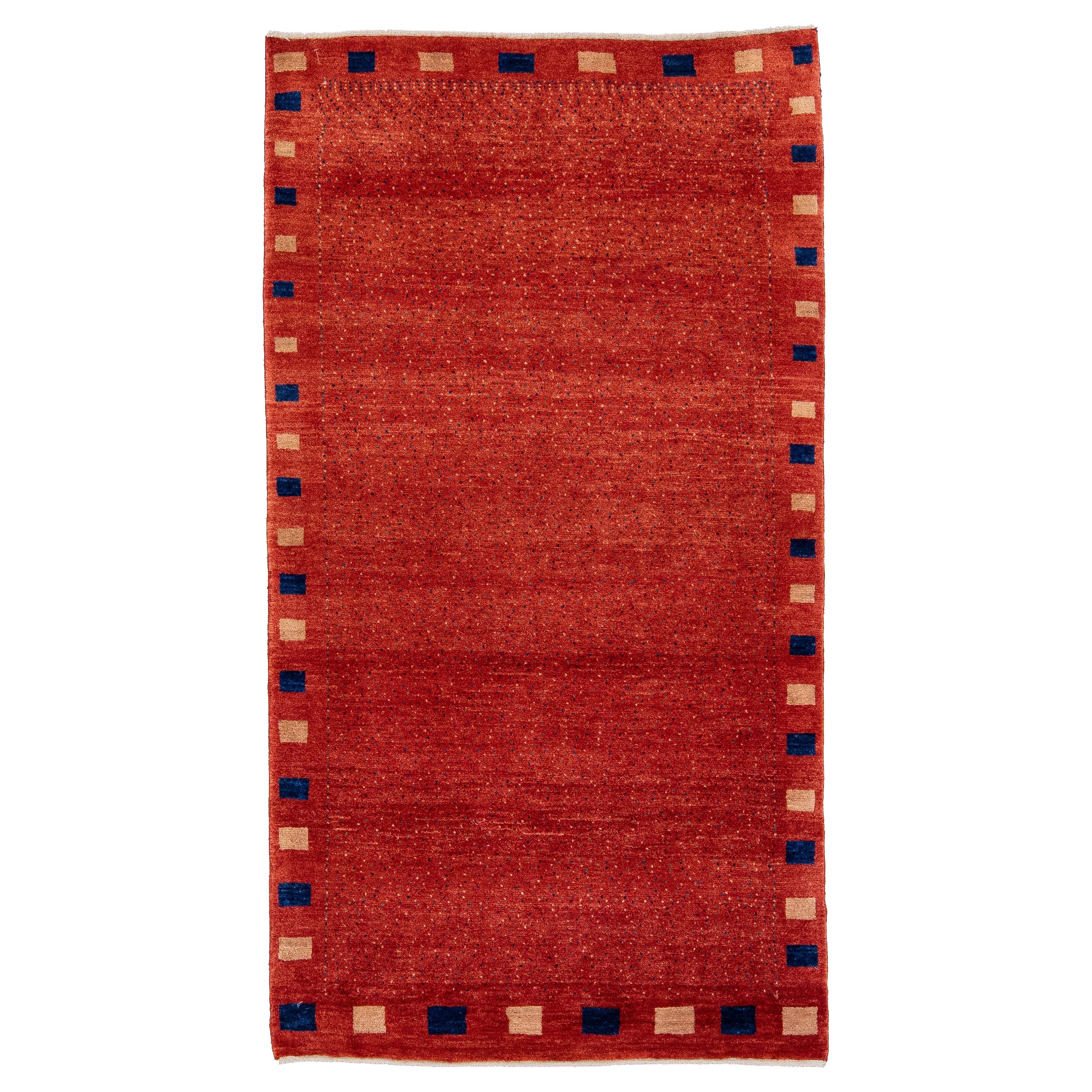 Roter moderner Gabbeh handgefertigter persischer Wollteppich mit Allover-Design