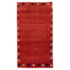 Red Modern Gabbeh Handmade Persian Wool Rug with Allover Design