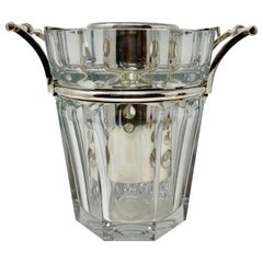 Estate French Art Deco Baccarat Signed Crystal & Silver Champagne Bucket Ca 1940