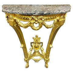 Antique French Louis XVI Marble Top Console