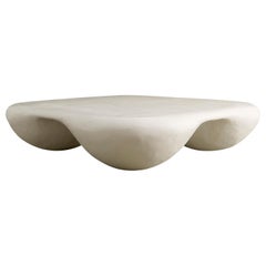White Rounded Square Quad Coffee Table in Stone Composite by Mike Ruiz-Serra