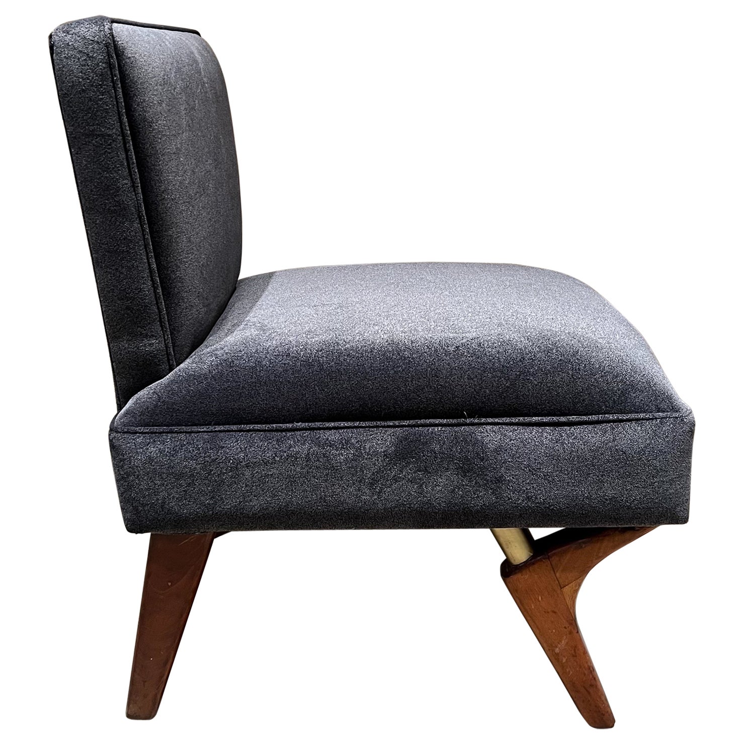 1950s Modernism Gray Slipper Chair Cedar Wood Style of Clara Porset Mexico