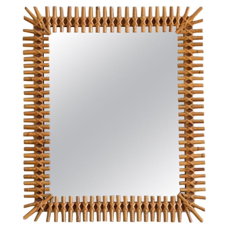 Italian Rectangle Rattan Mirror