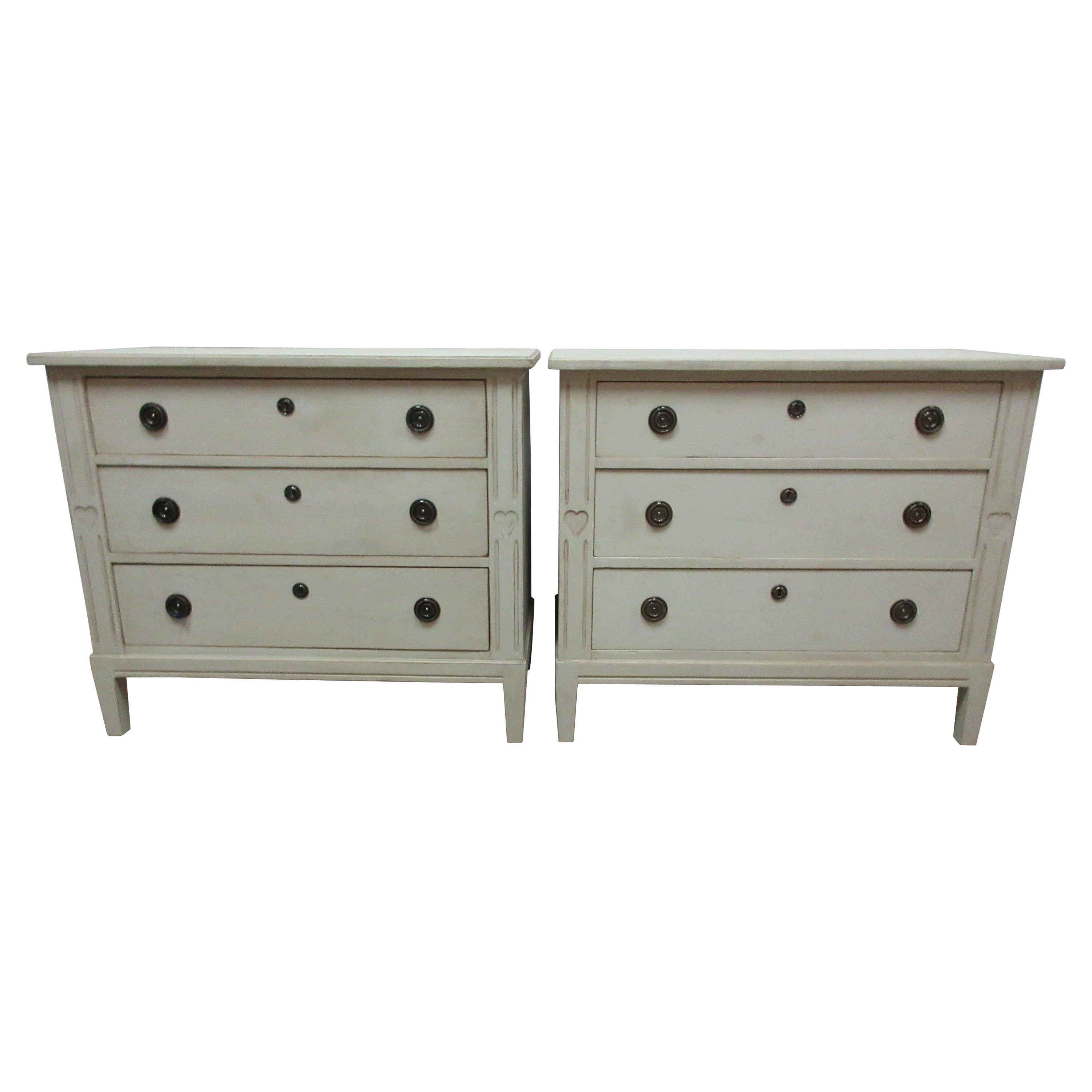 2 Swedish Heart Chests of Drawers