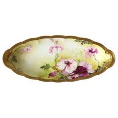 Ginori Italian Porcelain Oblong Bowl with Roman Gold from Firenze, Large