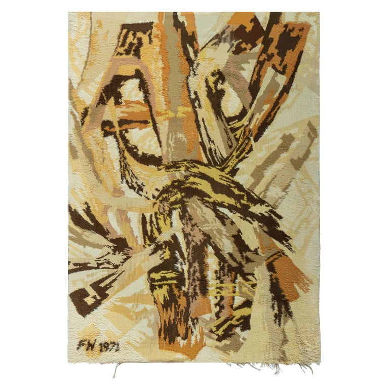 Dutch Art Deco Brown Biege Taupe Wool Rug by Doris Leslie Blau For Sale