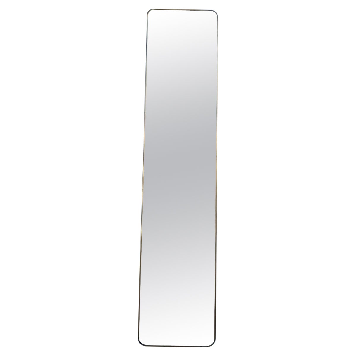 Mid-Century Italian Rectangular Minimal Mirror in Brass Gio Ponti Style