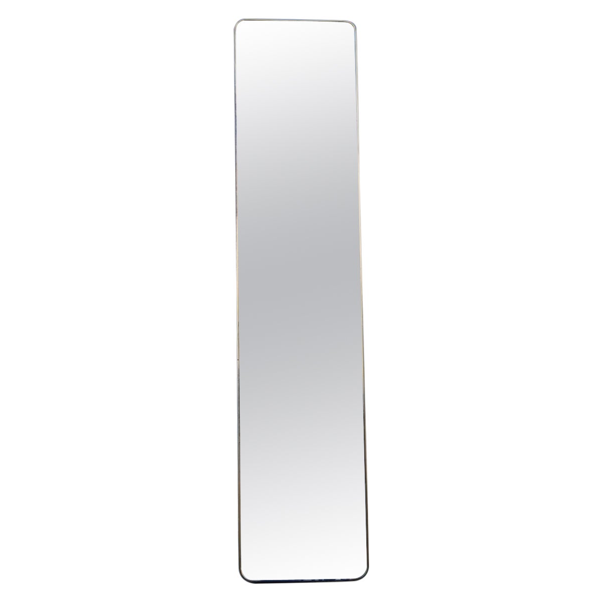 Mid Century Italian Rectangular Minimal Mirror in Gio Ponti Attributed Brass im Angebot
