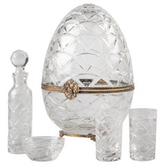 Retro Mid-Century Modern Crystal Egg for Caviar and Vodka Made by Fabergé