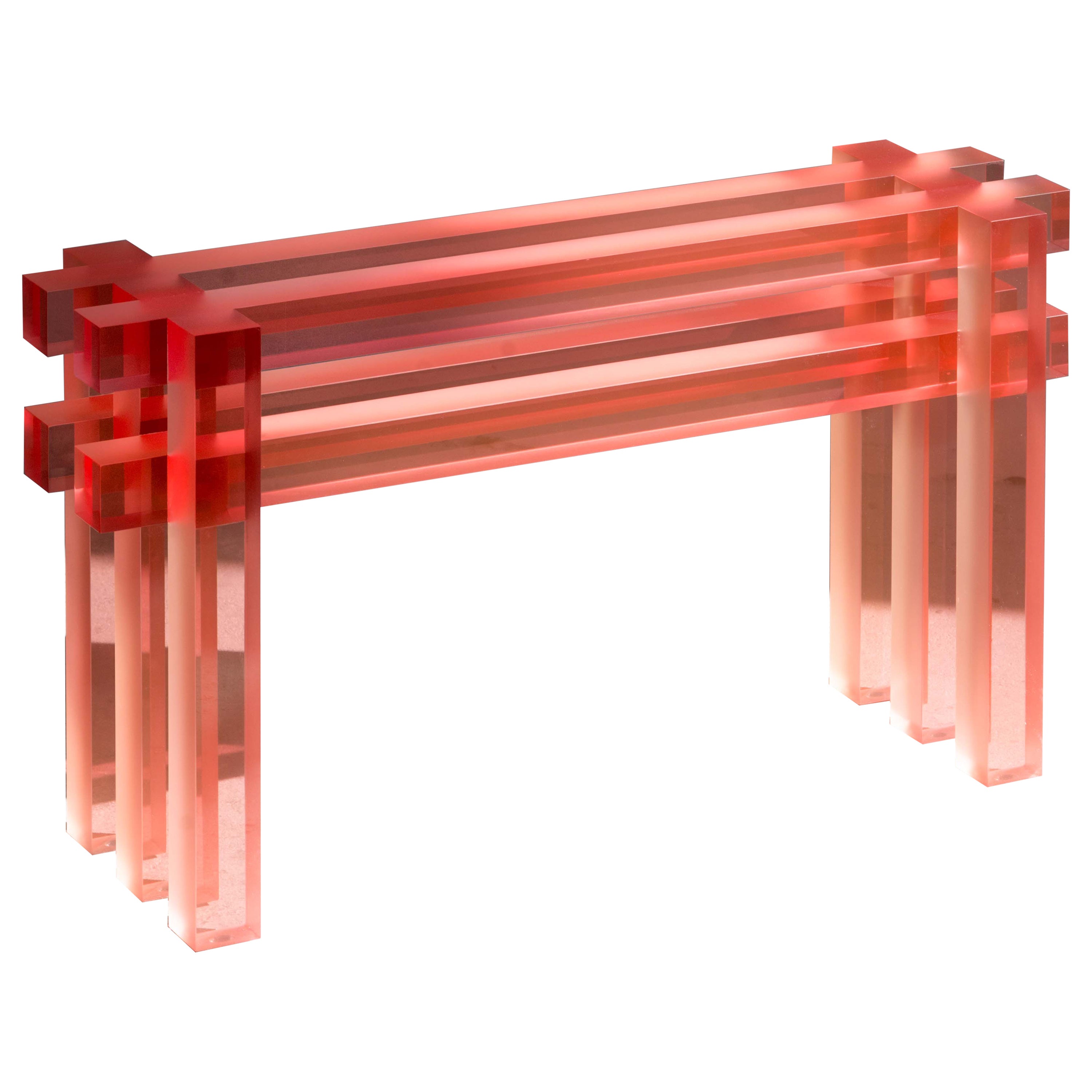 Contemporary Red Resin Traculid Small Bench Polished By Laurids Gallée For Sale