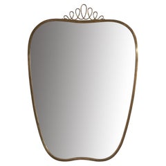 Italian Designer, Wall Mirror, Brass, Mirror Glass, Italy, c. 1940s