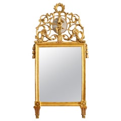 French 18th Century Louis XVI Neoclassical Giltwood Love Symbol Wall Mirror