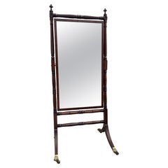 Stately Regency Style Mahogany Cheval Floor Mirror