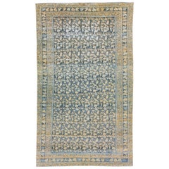 Vintage Sarouk Farahan Persian Blue Handmade Floral Motif  Wool Rug