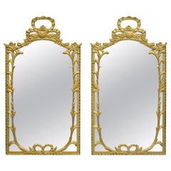 Vintage French Style Gold Wall Mirrors with Ornate Gesso, a Pair