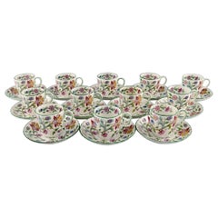 Minton, England. Twelve Haddon Hall Mocha Cups with Porcelain Saucers