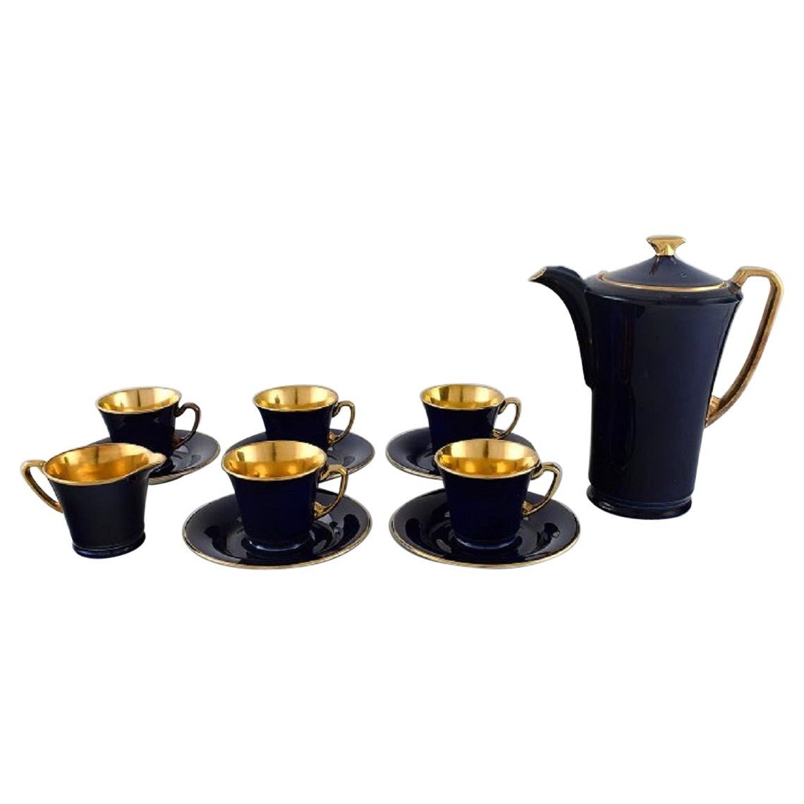 Crown Devon, England, Art Deco Coffee Service for Five People in Porcelain For Sale
