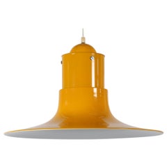 Large Swedish Pendant Light Cyklon by P. O. Ström with Yellow Lacquer, 1970s