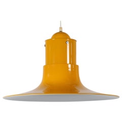 Grande lampe à suspension suédoise Cyklon de P. O. Strm avec laque jaune, 1970