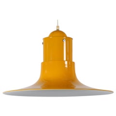 Vintage Large Swedish Pendant Light Cyklon by P. O. Ström with Yellow Lacquer, 1970s