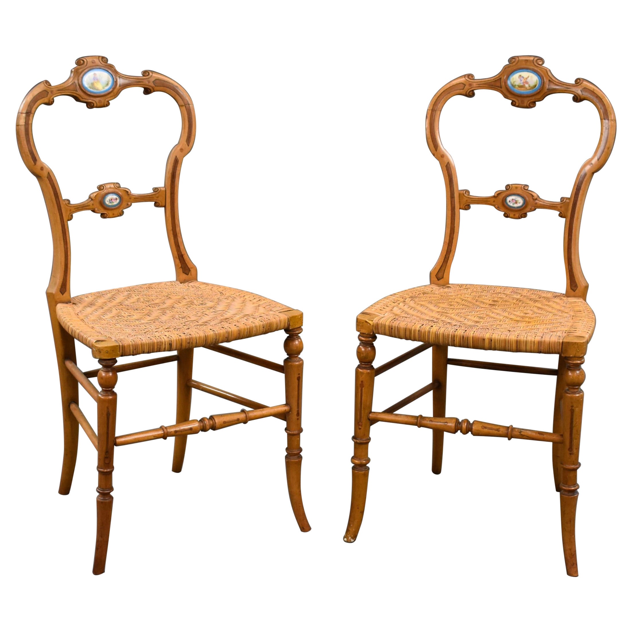 Pair of 19th Century Victorian Walnut Salon Chairs