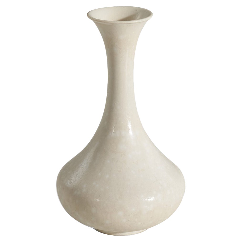 Gunnar Nylund, Vase, White-Glazed Stoneware, Rörstand, Sweden, 1950s For Sale