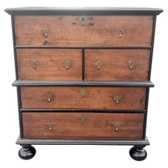 1700s William & Mary Partially Ebonized Pine Blanket Chest of Drawers
