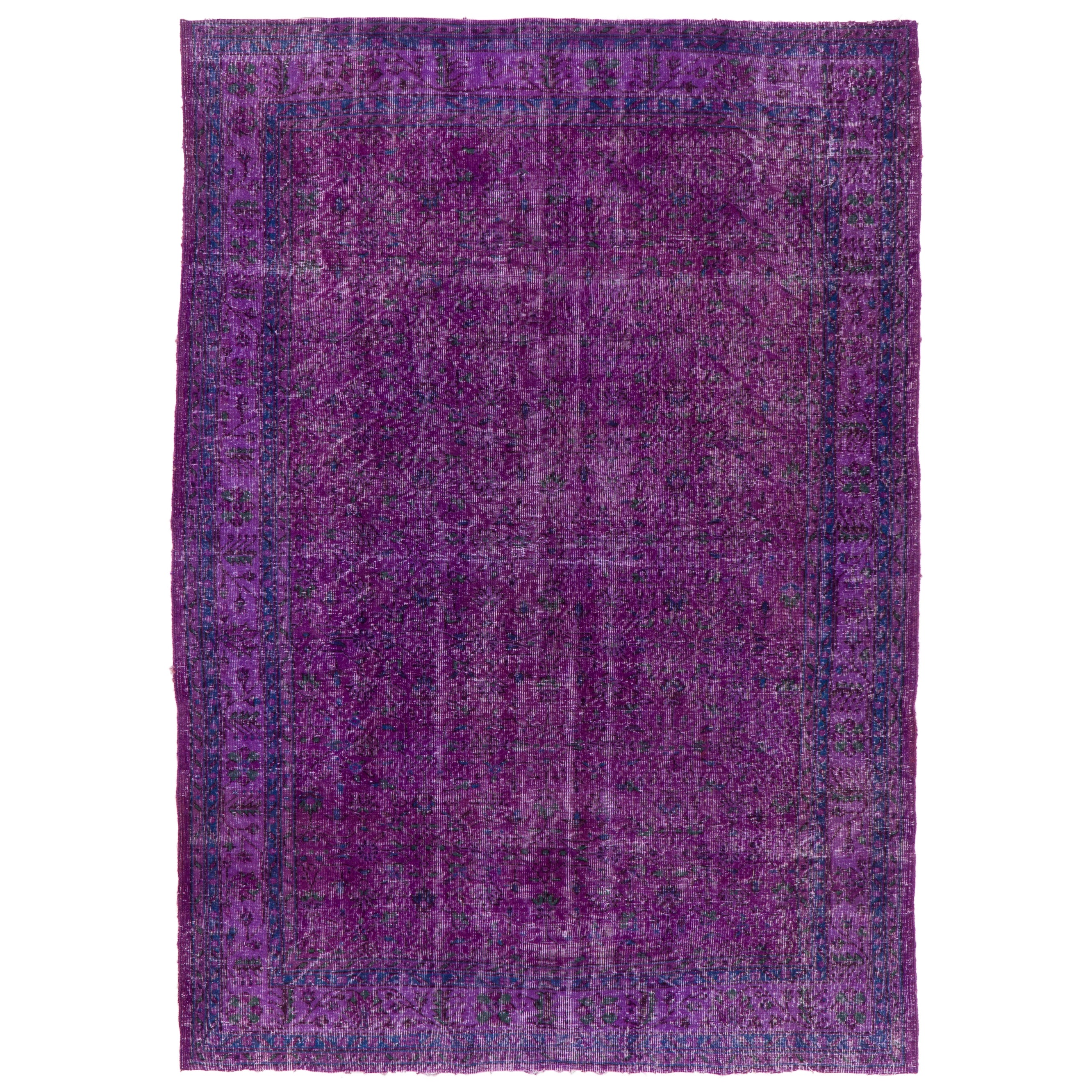 6.5x9.4 Ft Handmade Turkish Wool Rug, Home Decor Purple Carpet, Floor Covering