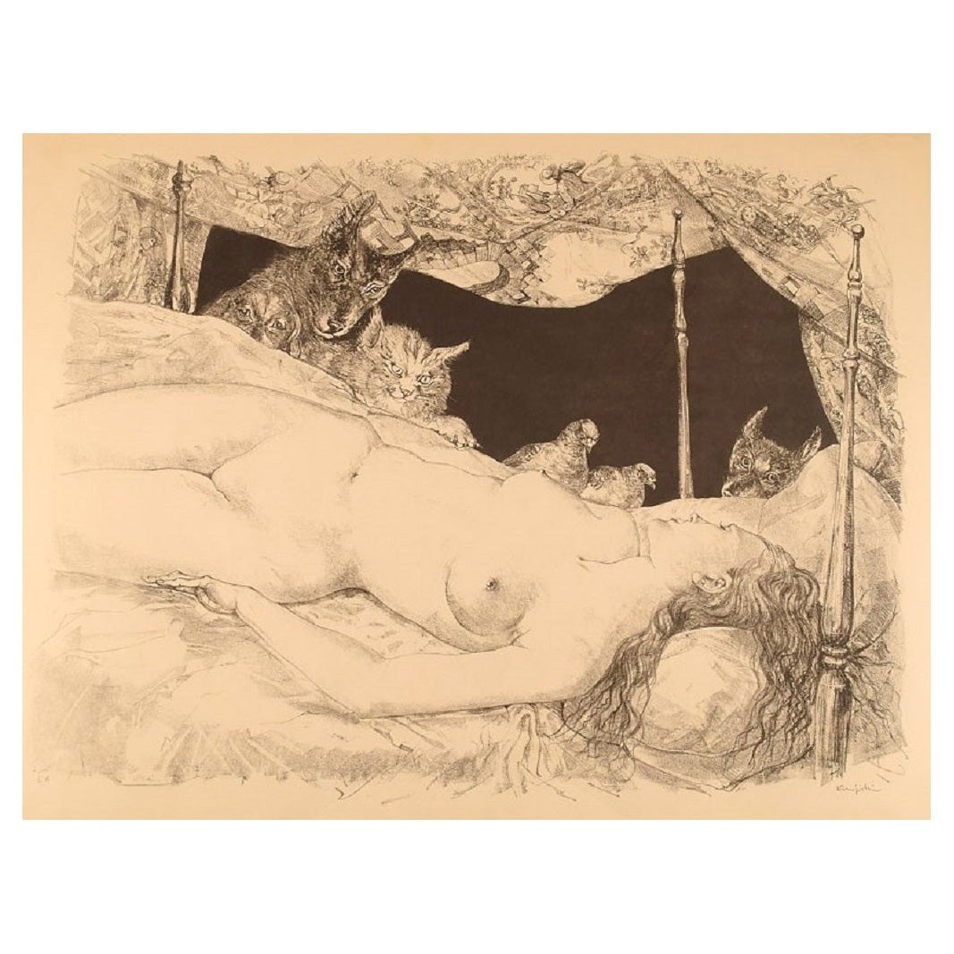 Leonard Tsuguharu Foujita (1868-1968). "Le Rêve". Lithography on Arches paper.  For Sale