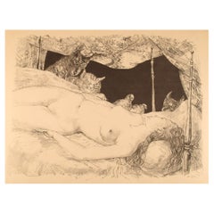 Leonard Tsuguharu Foujita (1868-1968). "Le Rêve". Litografía sobre papel Arches.
