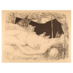 Vintage Leonard Tsuguharu Foujita (1868-1968). "Le Rêve". Lithography on Arches paper. 