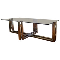  Coffee table in the style of willy rizzo, belgo chrom or maison charles. 