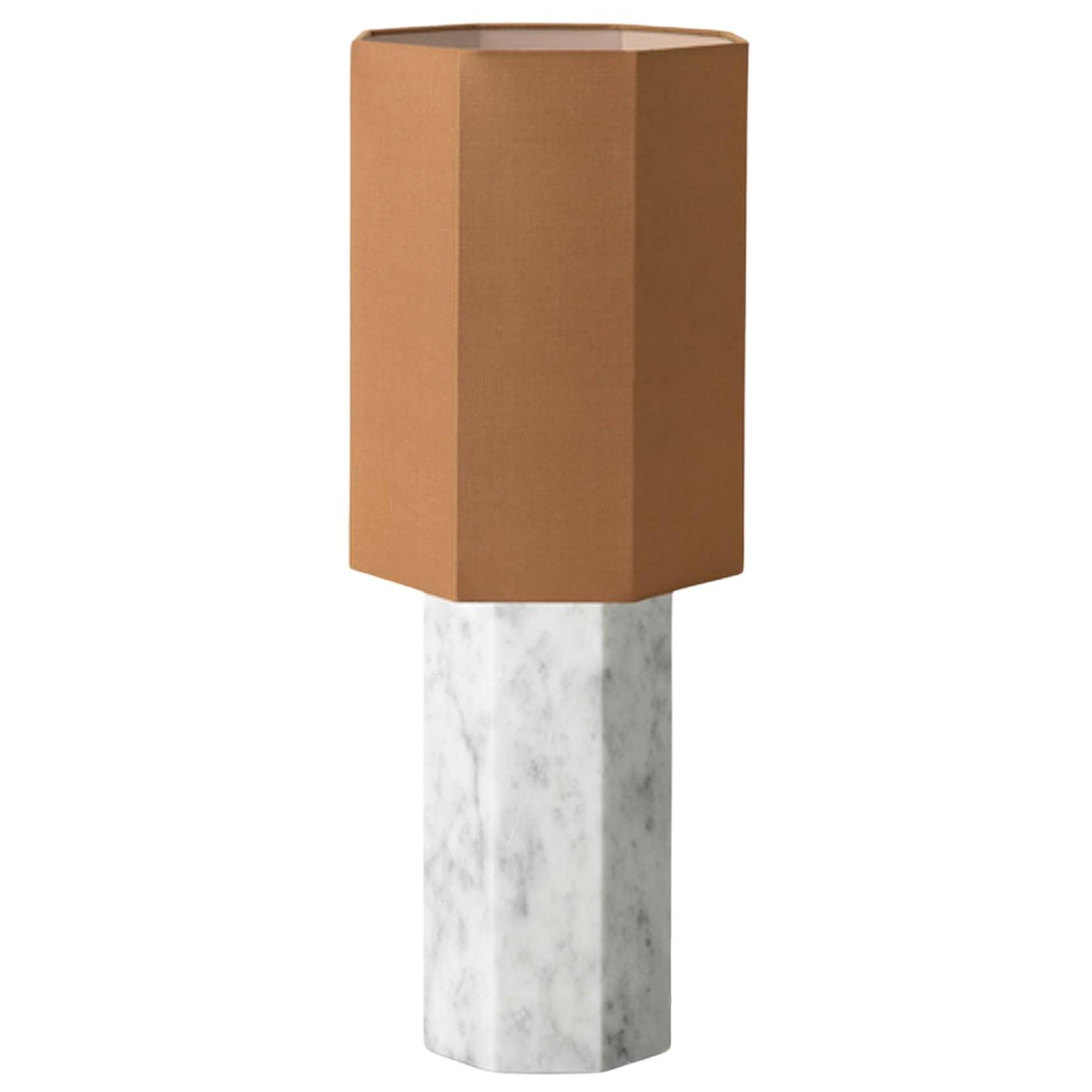 Lampe contemporaine en marbre 'Eight over Eight' ( huit sur huit), petite, blanche/ocre