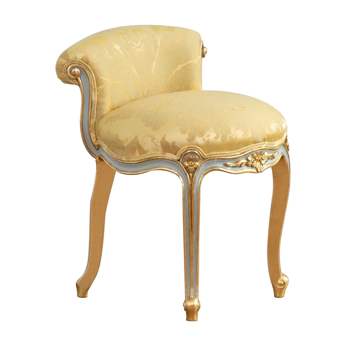 Louis XVI Crosse Renverse Stool Painted with Gold Highlights