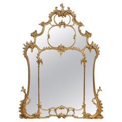 19th Century Carved Gilt Wood Chippendale Style over Mantel Wall Mirror
