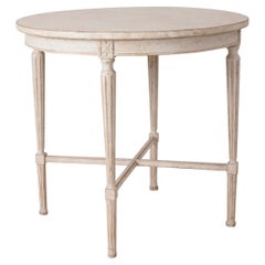 19th C. Swedish Late Gustavian Style Painted Round Table