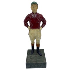 Vintage Mid-20th Century Painted Metal Jockey Doorstop/Bookend