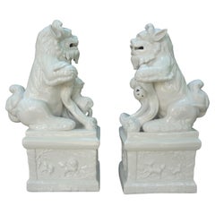 Vintage Pair of Chinese Blanc De Chine Foo Dogs