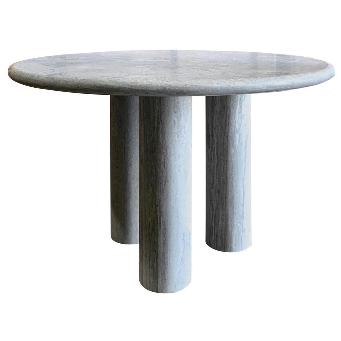 Mario Bellini Inspired Titanium Limestone Table For Sale