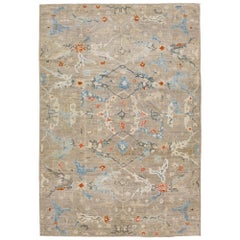 Brown Modernity Sultanabad Handmade Floral Design Wool Rug (tapis de laine)