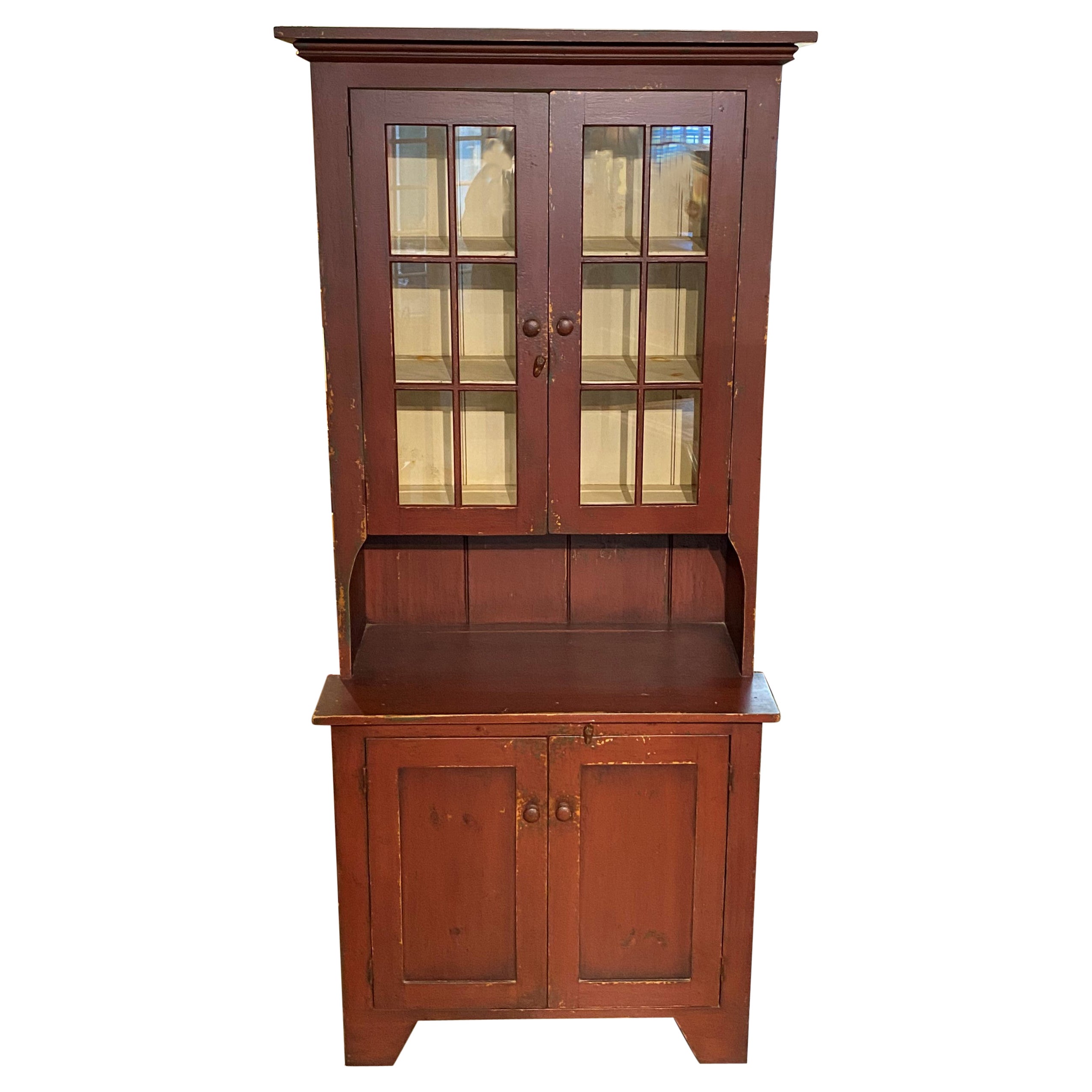 William Draper Step Back Pine Country Cupboard in the 19th Century Style